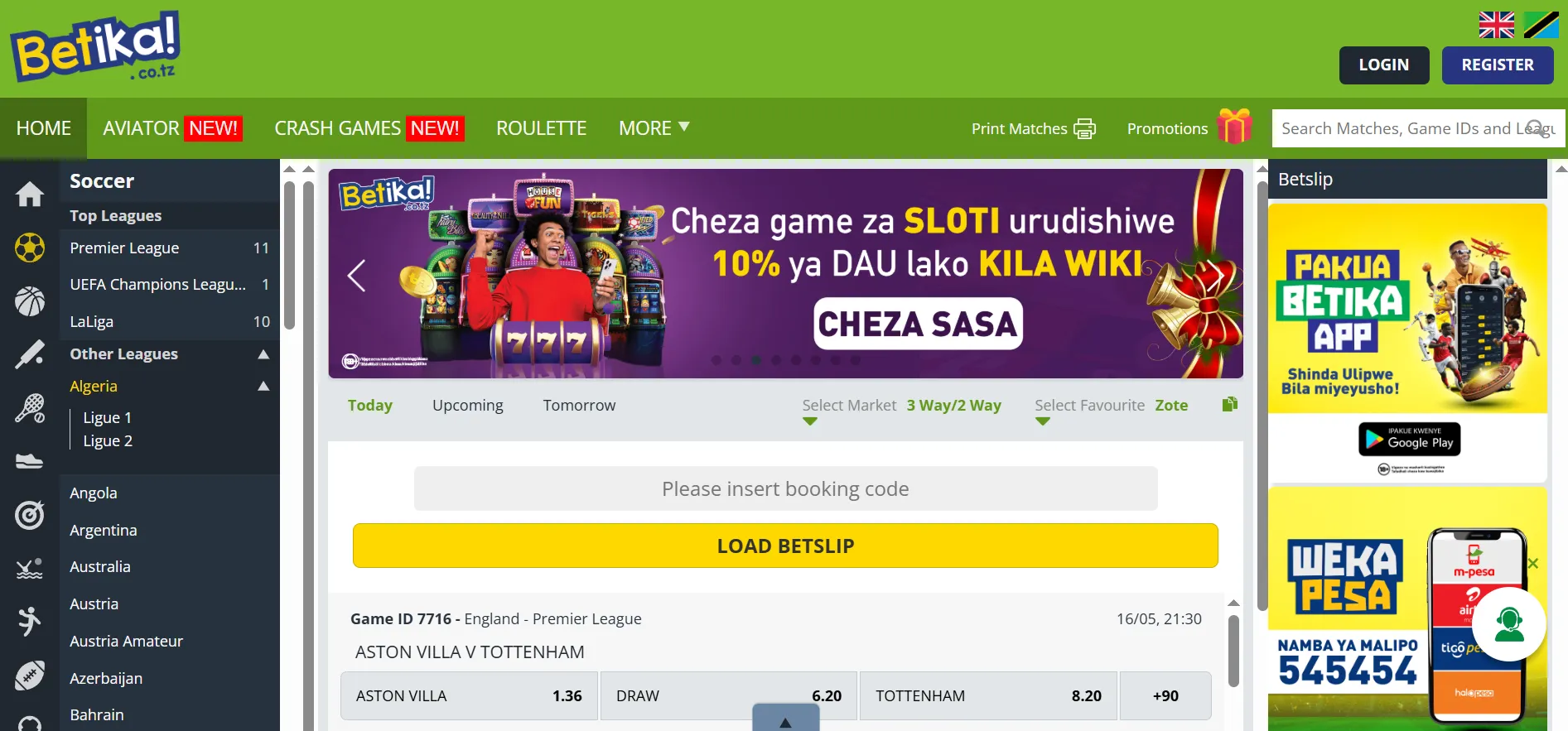 Betika Tanzania Homepage